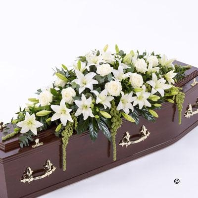 Lily and Rose Casket Spray   White