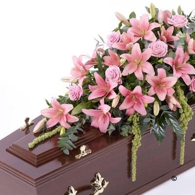 Lily and Rose Casket Spray   Pink
